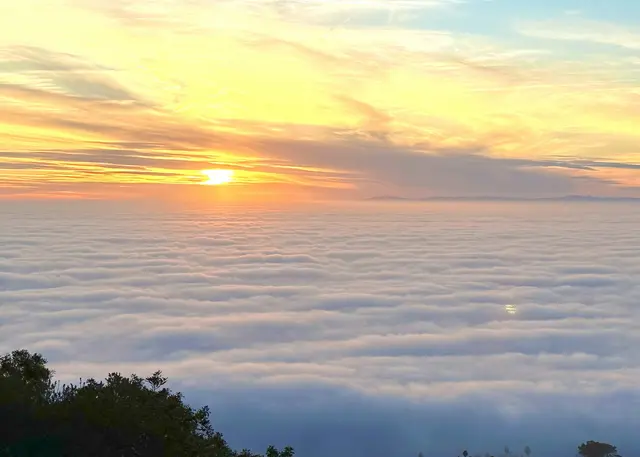 夕陽餘暉映照雲海